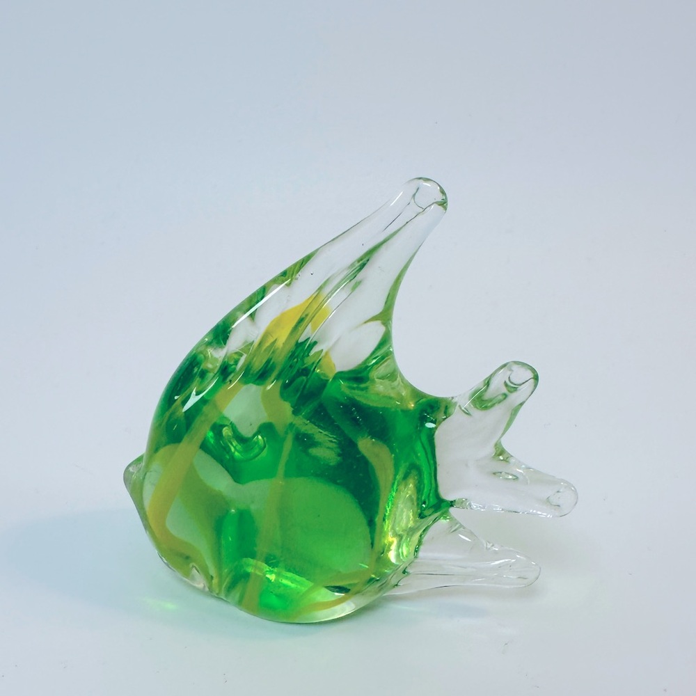 VTG Murano Style Angelfish Fish Art Glass Decor Paperweight Mid‎ Century Modern
